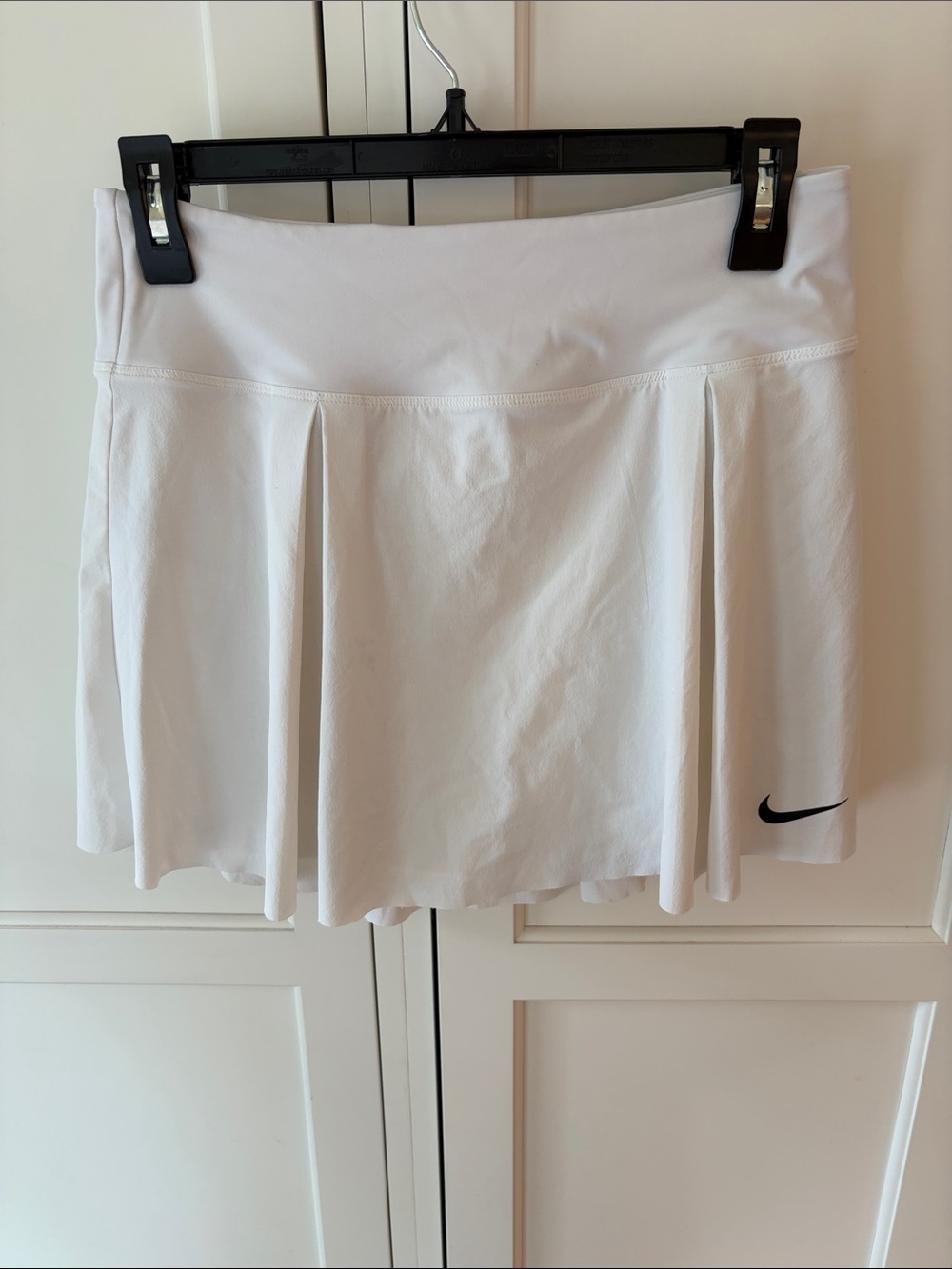 Nike White Pleated Circle Tennis Skirt with Black Swoosh